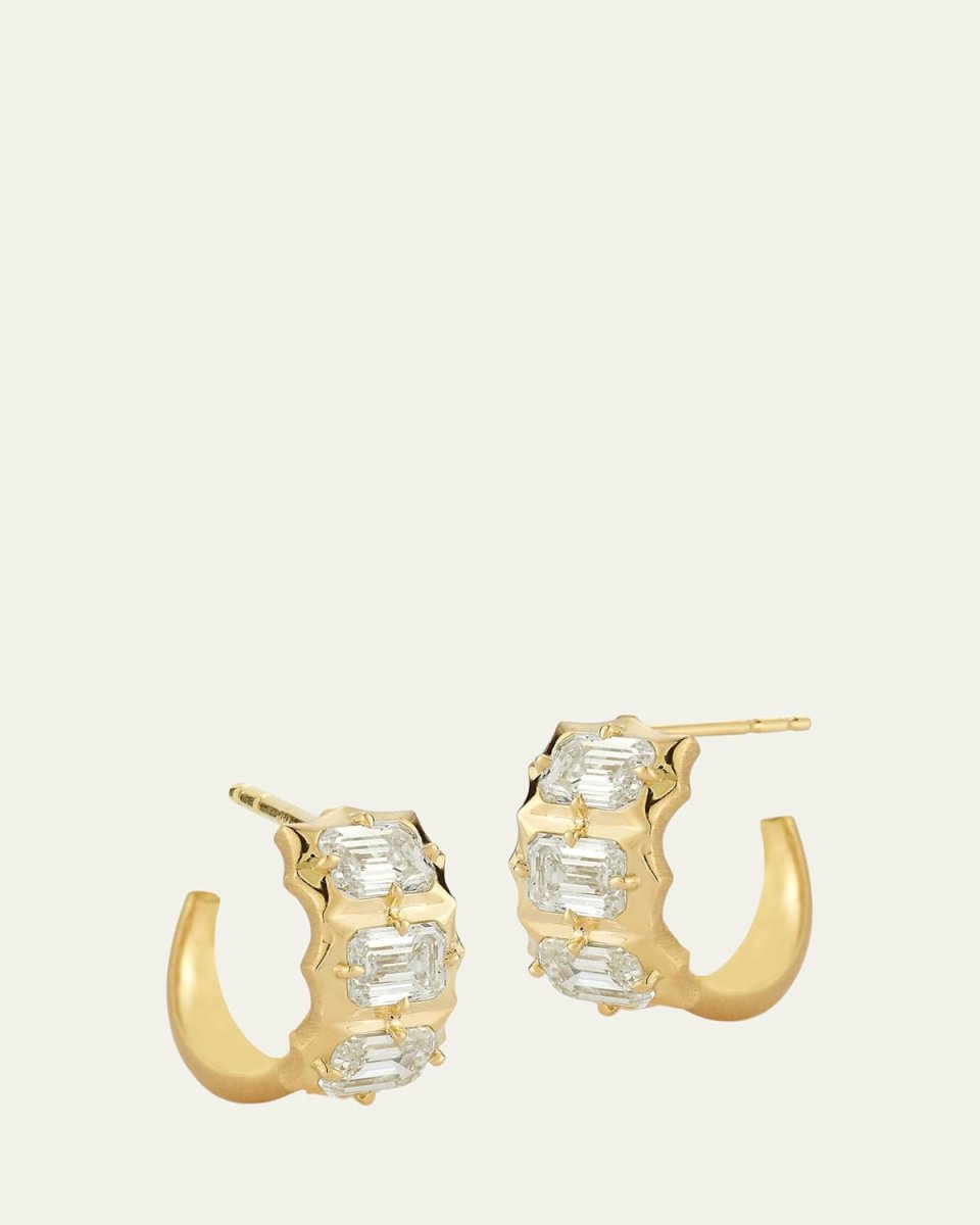 18K Yellow Gold Vanguard Small Diamond Hoop Earrings